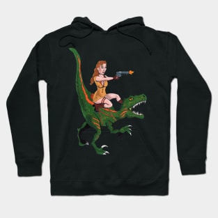 Woman Riding Dinosaur Hoodie